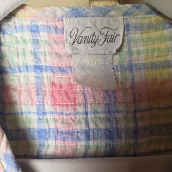 Vanity Fair Vintage 70's Pastel Plaid  House Coat Snap Robe Dress Pockets XL - Picture 3 of 14